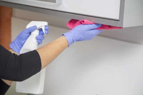 Close-up of fabric being cleaned for stubborn stains